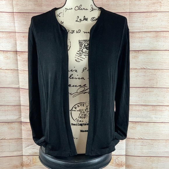 Chicos Travelers Black Open Front Cardigan - Picture 2 of 6